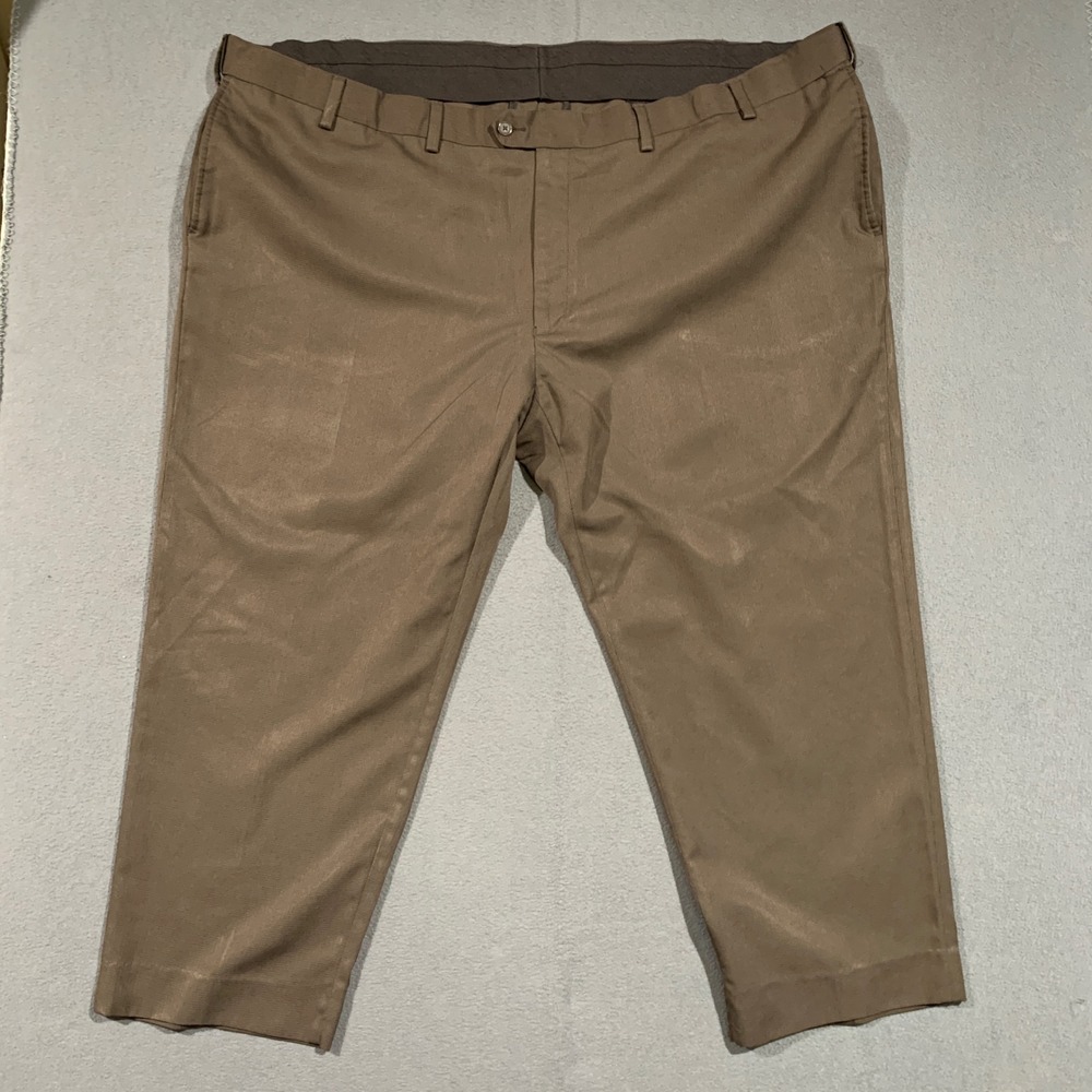 GS Perfect Fit Mens 54 30 Actual: 52x26.5 Flat Front Dress‎ Pants Tan Brown